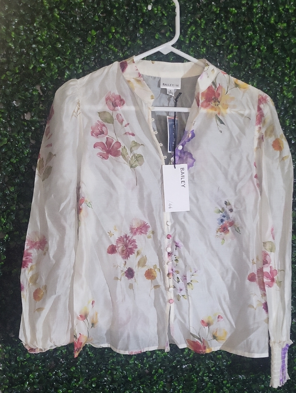 Bailey 44 Cream Floral Button-Front Blouse